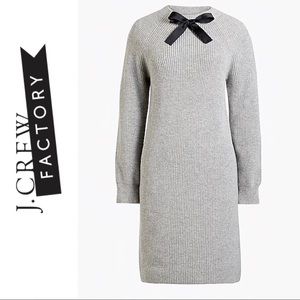 NWT | J Crew Factory | Grey Bow-neck Sweater-dress